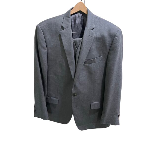 Ralph Lauren 3 Piece Suit 46L Gray Wool Jacket Vest Pants 36x34 Made canda - Picture 1 of 16